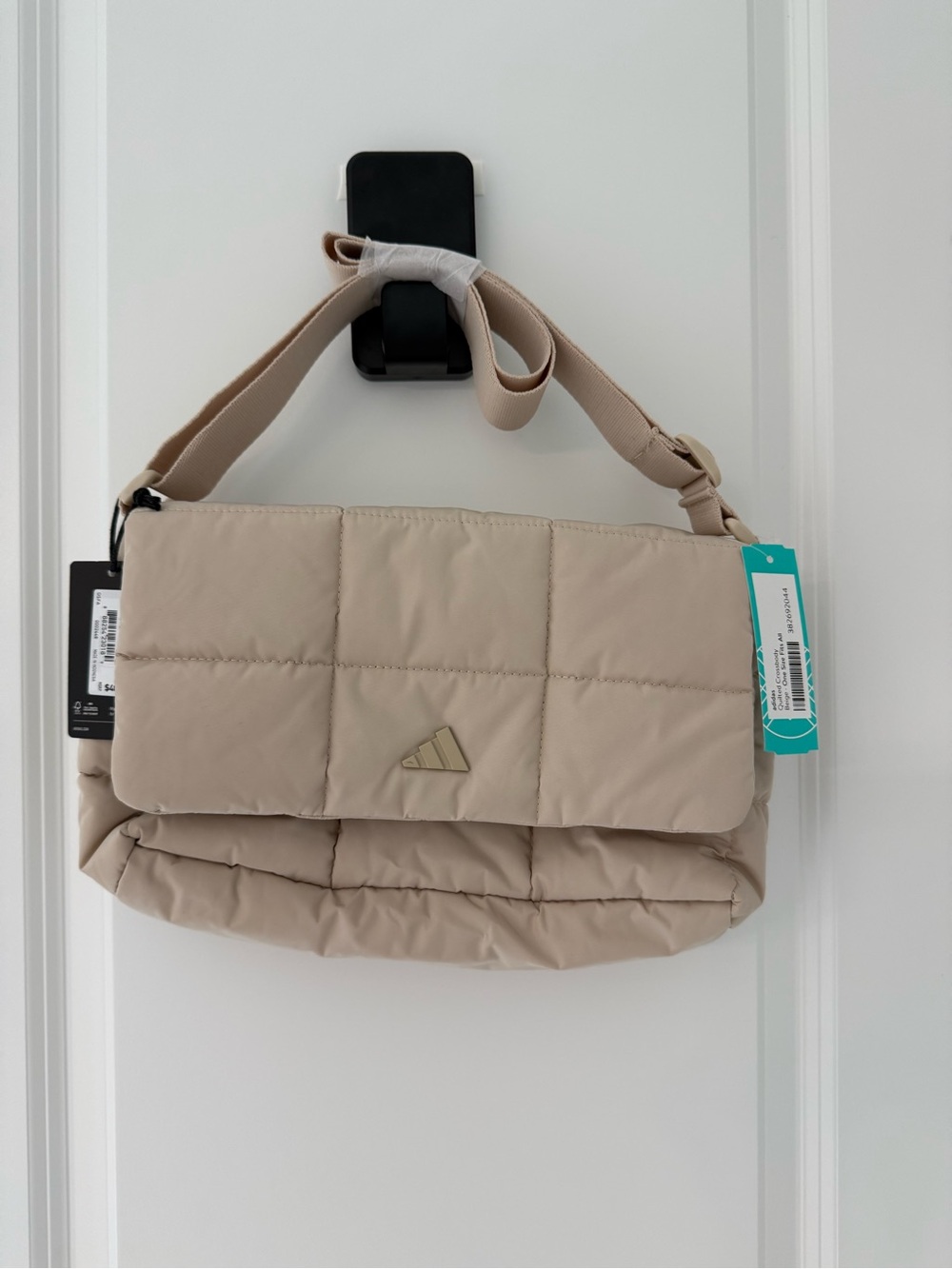 adidas Beige Quilted Puffer Crossbody Bag